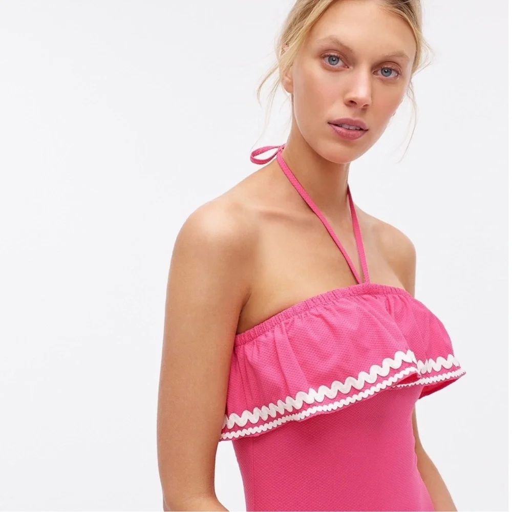 J. Crew Ruffle Bandeau One Piece with Rickrack size 4